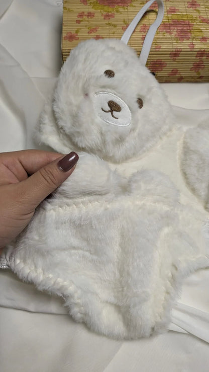 White Teddy Bear Plush Bra & Panty Set (Bear-b)