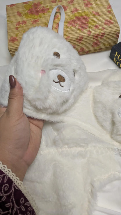 White Teddy Bear Plush Bra & Panty Set (Bear-b)