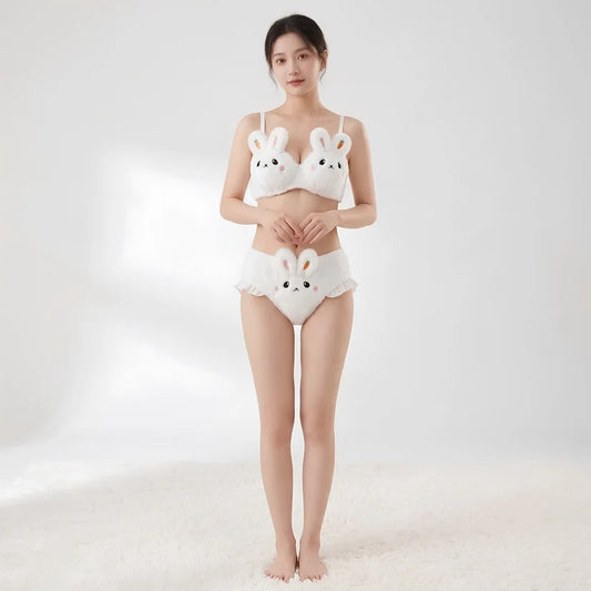 Cute Bunny Plush Bra & Panty Set